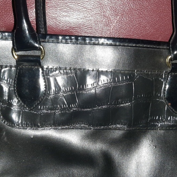 Estée Lauder Black Faux Leather Snakeprint detail tote 15” x 12” x 4” - Picture 2 of 5